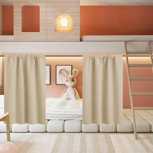 RYB Home Beige Short 34"x36 Curtains (1 set/2 panels)